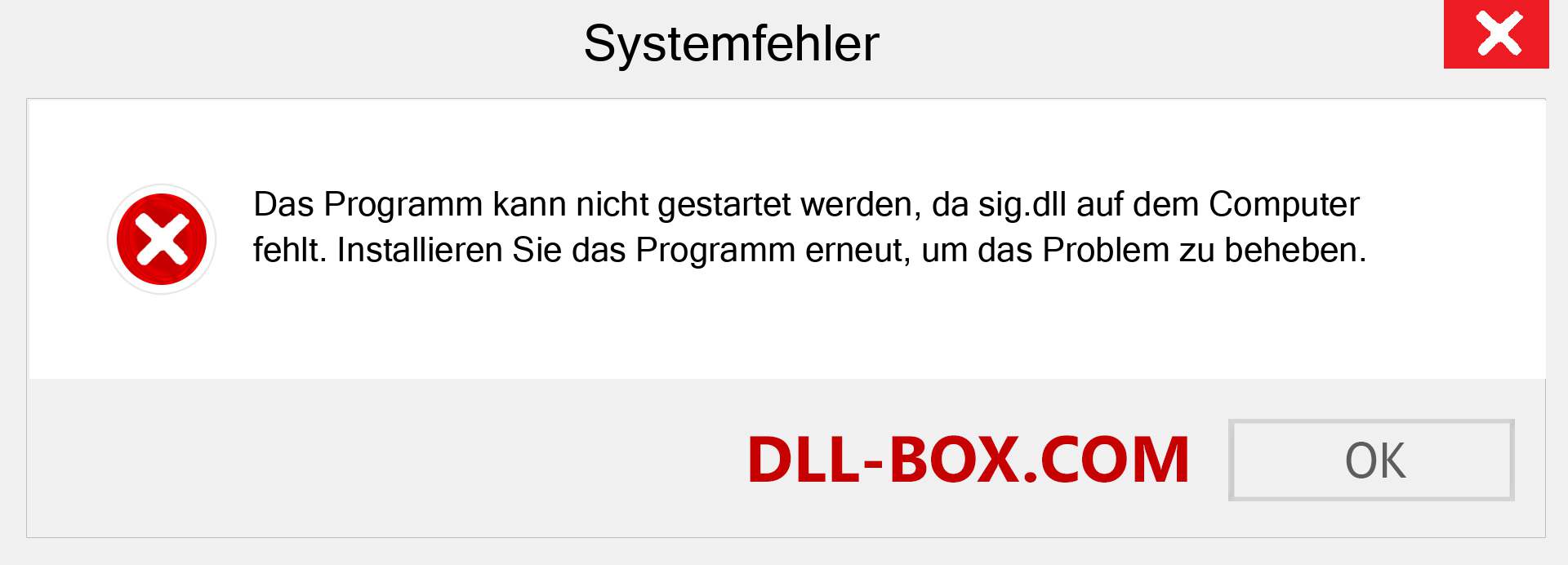 sig.dll-Datei fehlt?. Download für Windows 7, 8, 10 - Fix sig dll Missing Error unter Windows, Fotos, Bildern